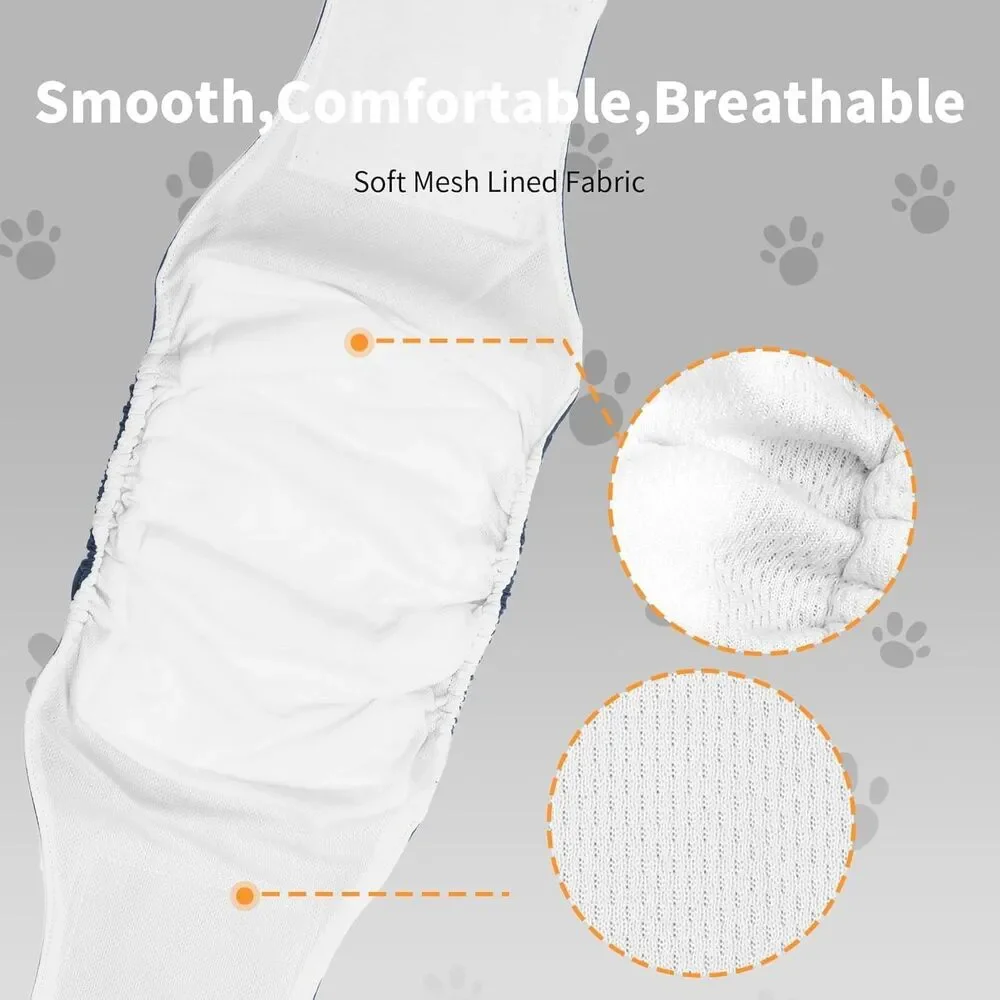 Vecomfy Male Dog Belly Bands 5‑Pack – XS Washable Leakproof Reusable Diapers